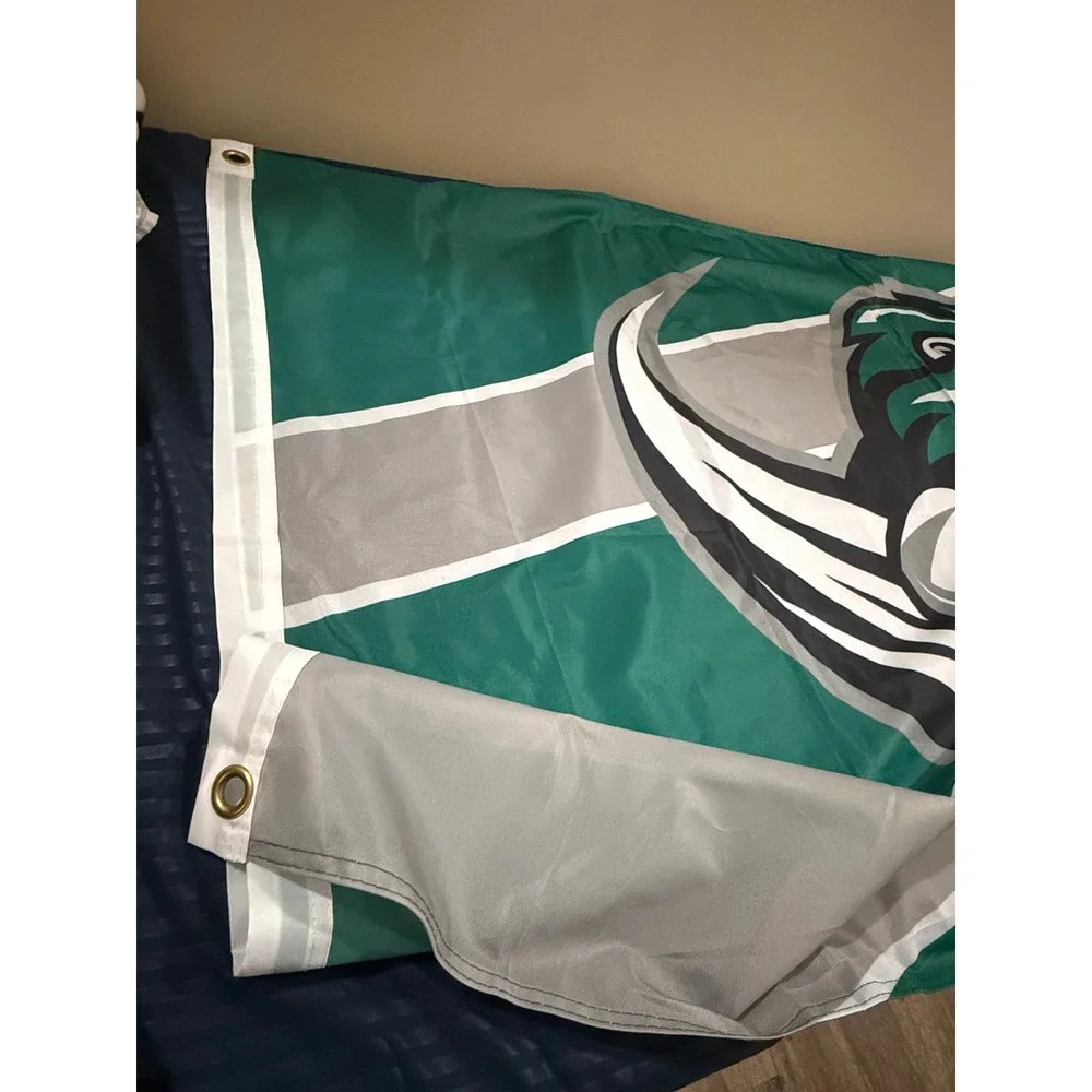 Slippery Rock University Flag The Rock Mascot Green Grey Banner 3x5 ft
